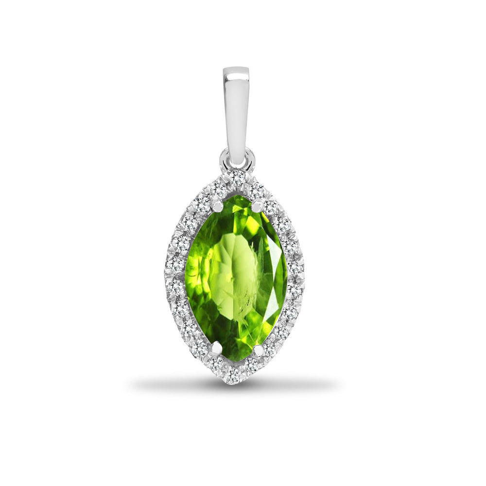 18ct White Gold Natural Diamond And Peridot Pendant (18P218) – product view