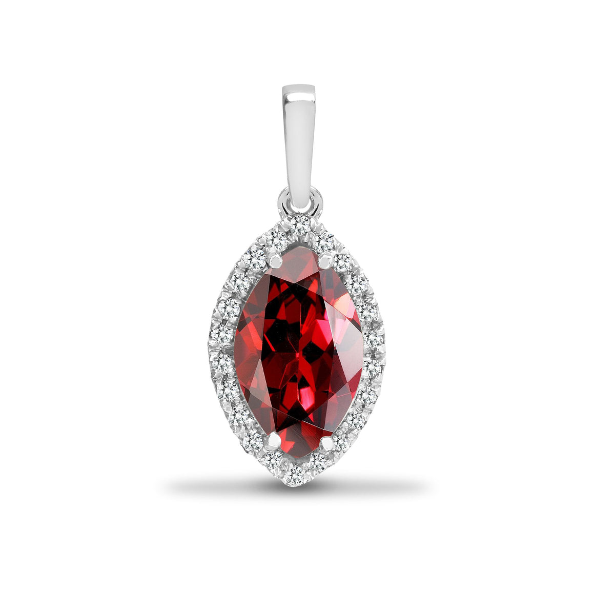 18ct White Gold Natural Diamond And Garnet Pendant (18P219) – product view