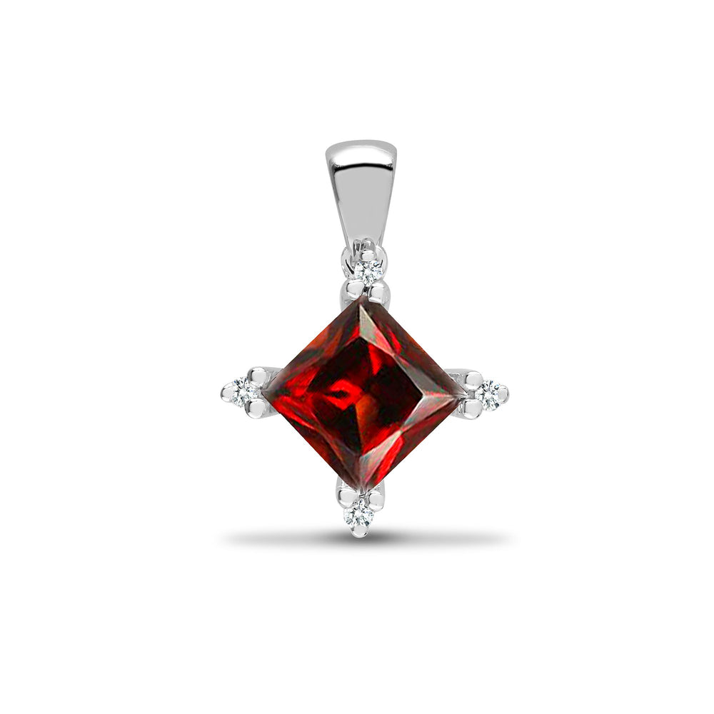 18ct White Gold Natural Diamond And Garnet Pendant (18P232) – product view