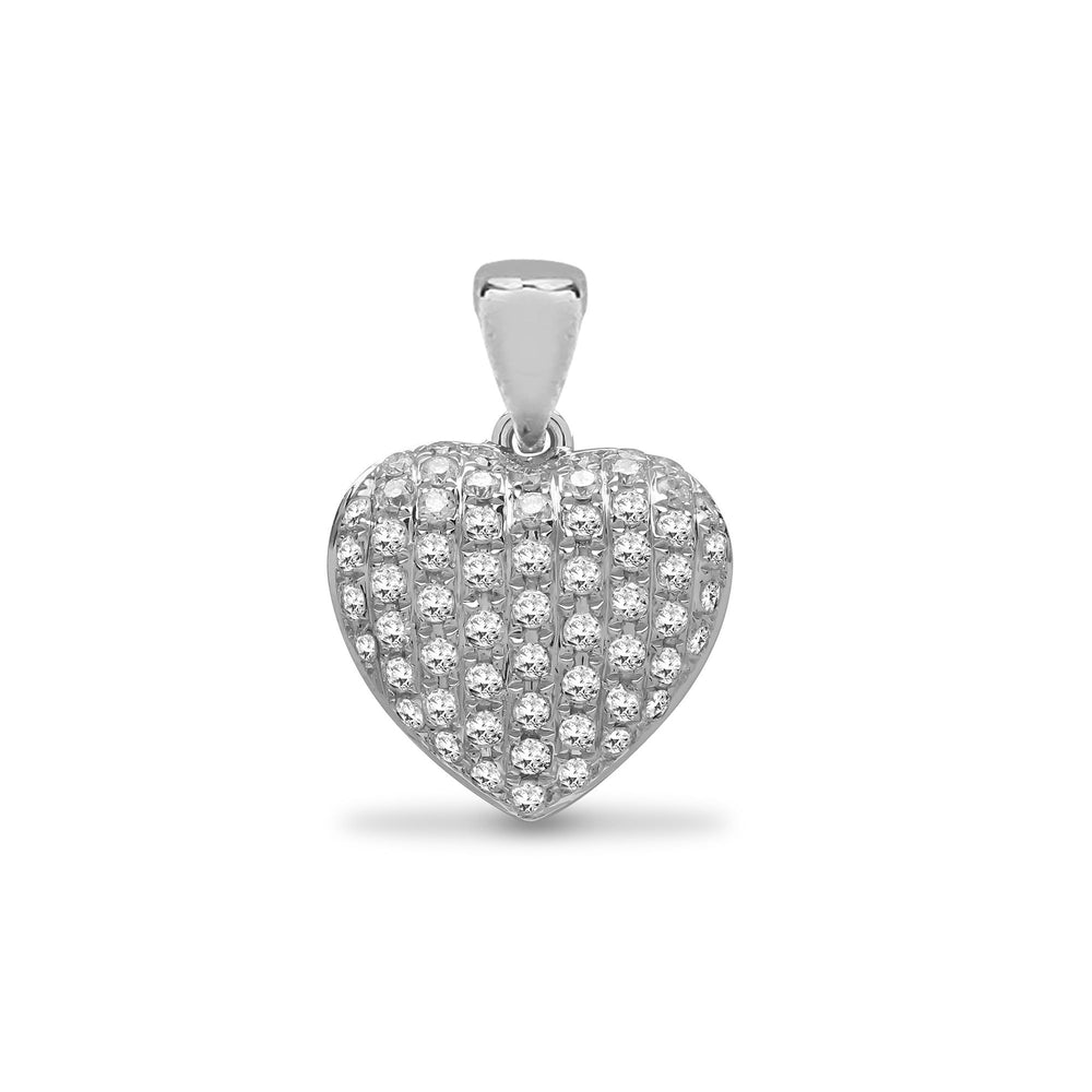 Pendente a cuore in oro bianco 18 carati con pavé di diamanti naturali da 0,35 carati