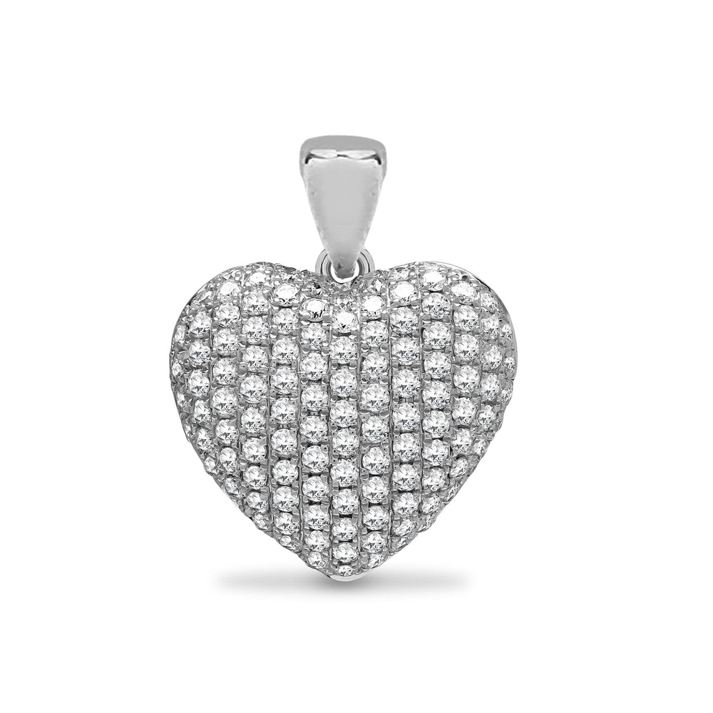 Pendente a cuore in oro bianco 18 carati con pavé di diamanti naturali da 0,66 carati