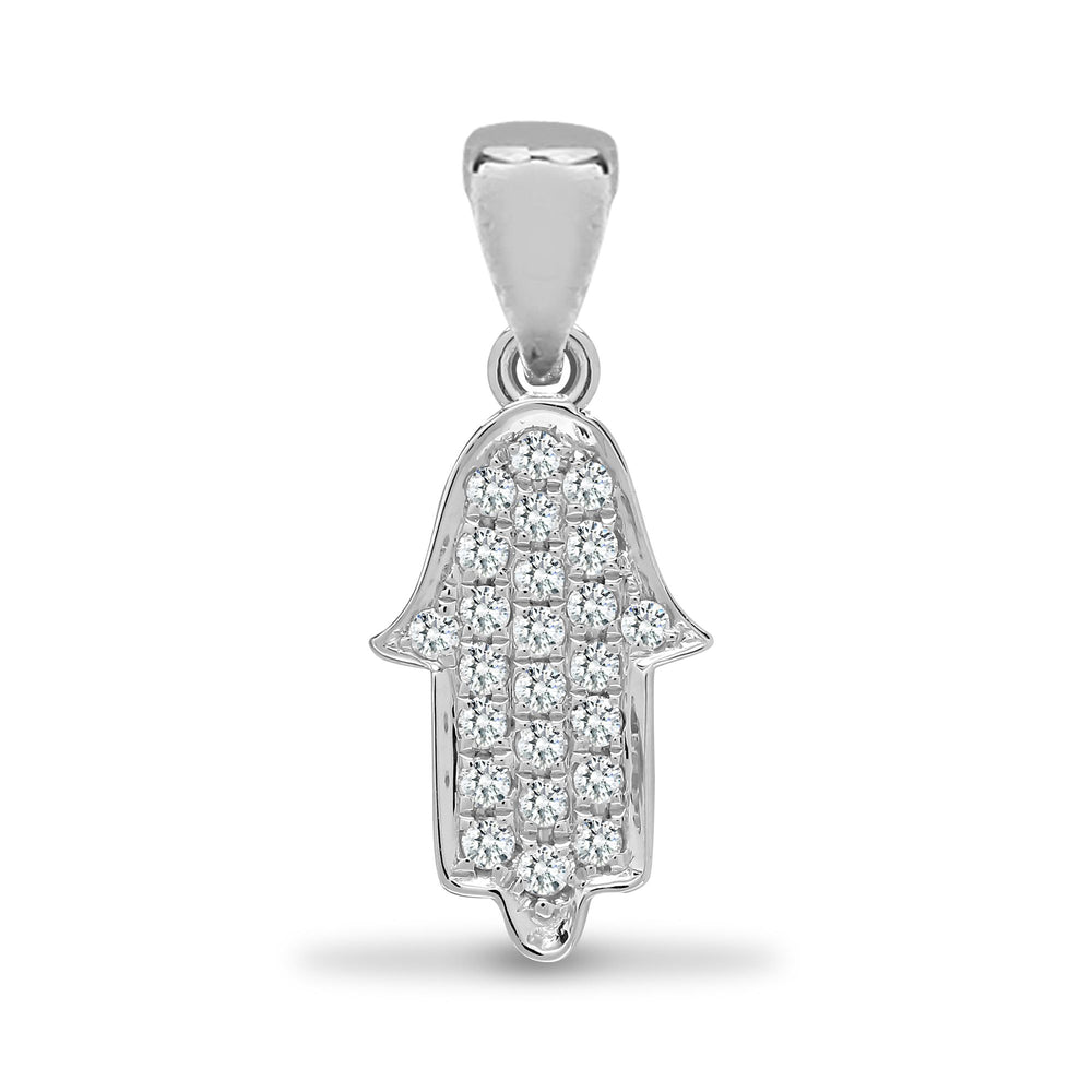 Ciondolo Hamsa in Oro 18ct 2 Colori con Diamante Naturale 0.14ct