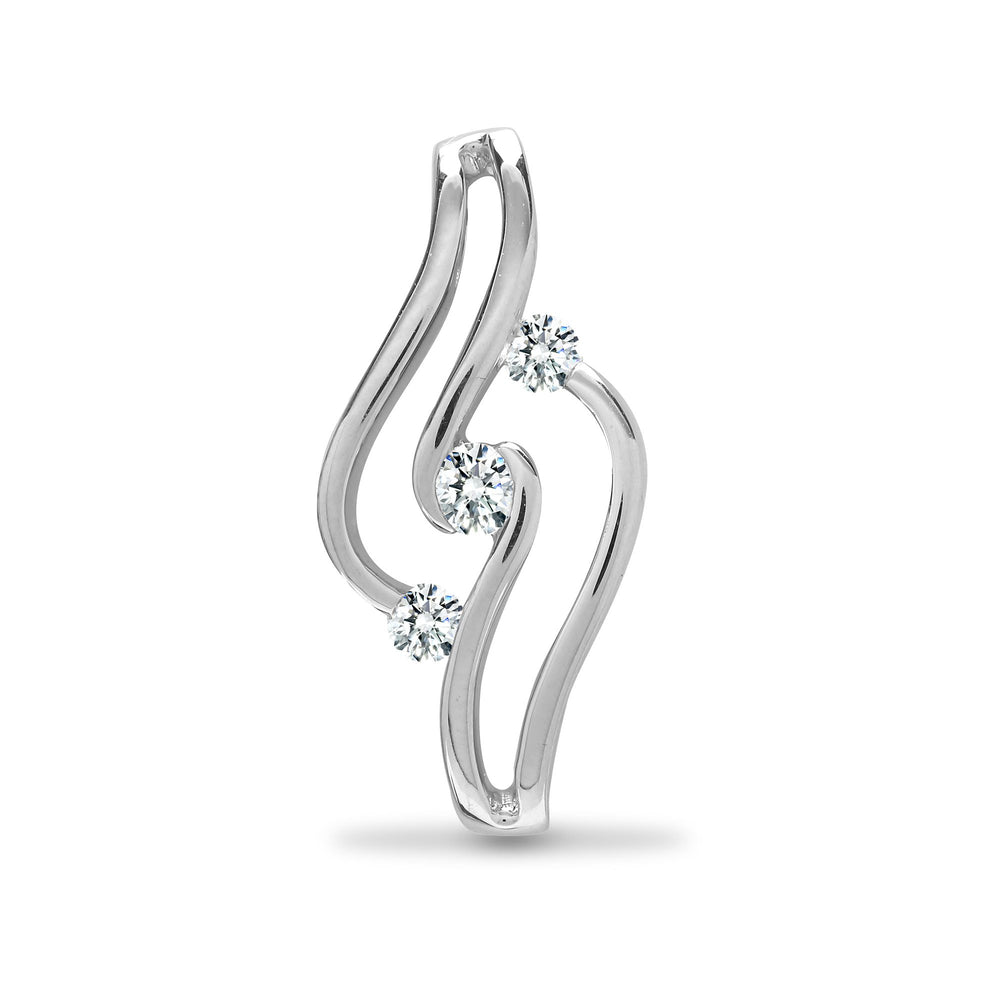 Ciondolo in oro bianco 18k con diamante naturale da 0,16ct