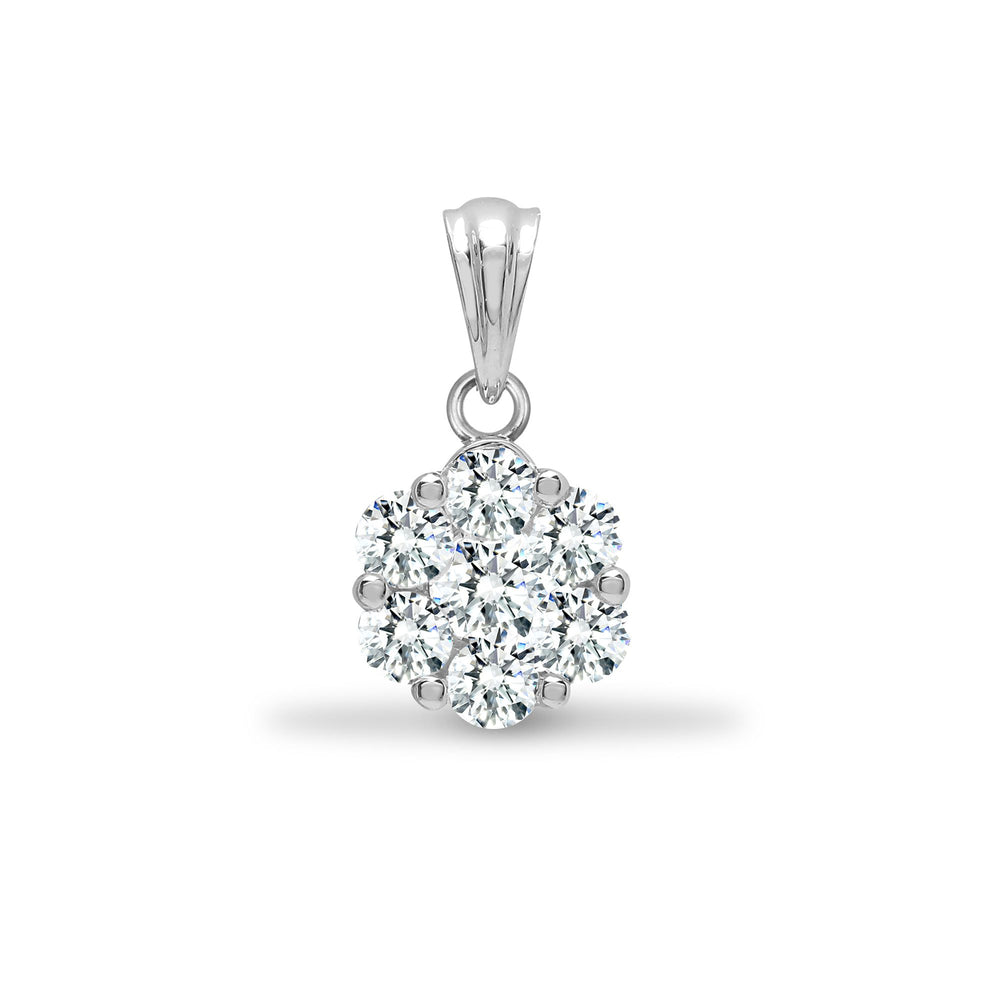 Ciondolo a grappolo 7 pietre con diamanti naturali 0,33ct in oro bianco 18ct