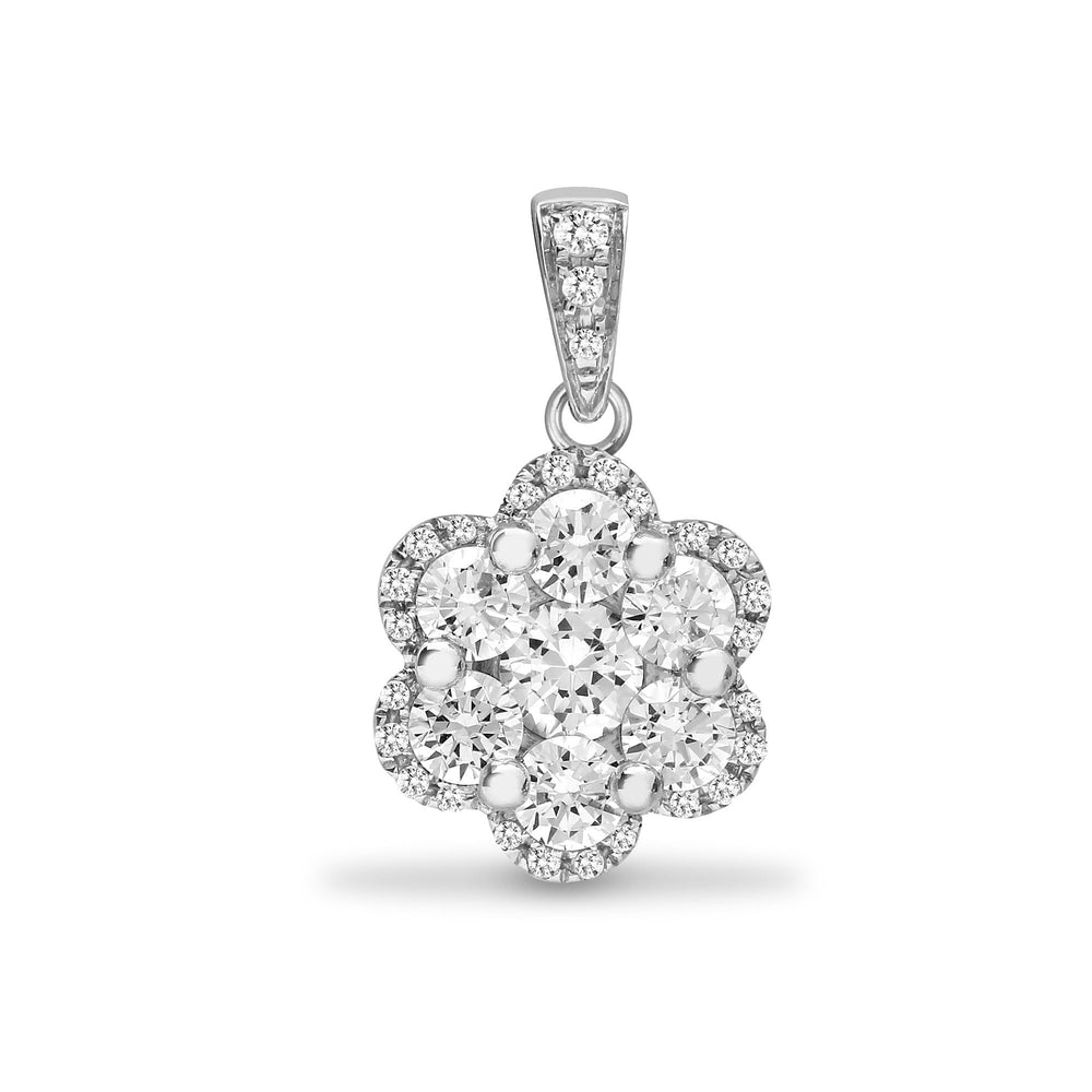 Ciondolo a grappolo con diamanti naturali da 0,77 ct in oro bianco 18 kt