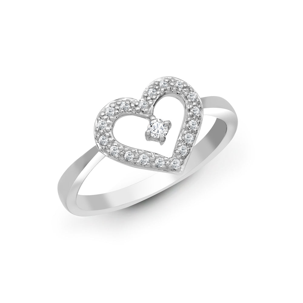 18ct White Gold Heart Shaped Natural Diamond Ring (18R419) – product view
