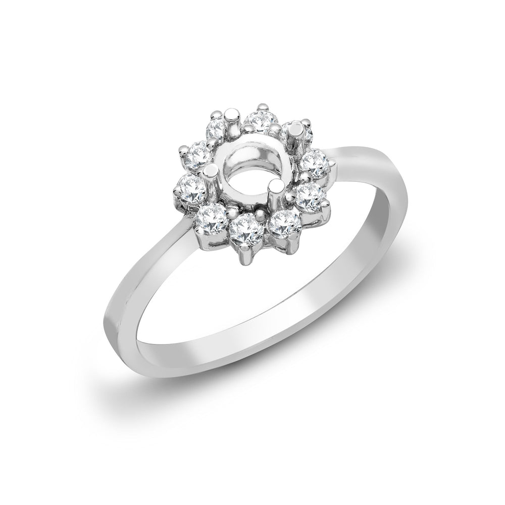 Montatura per Anello in Oro Bianco 18ct 40pt con Diamanti Naturali Semi-incastonati. Adatta per 1.00ct