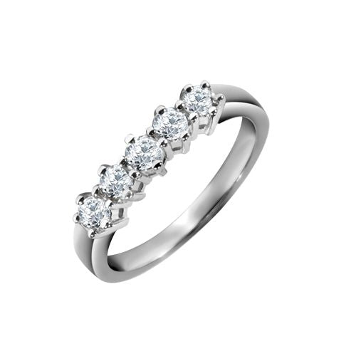 18ct White Gold 25pts 5 Stone Natural Diamond Ring – product view