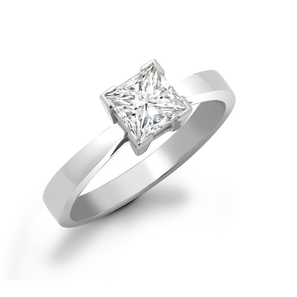 18ct White Gold 50pts Princess Cut Natural Diamond Solitaire Ring – product view