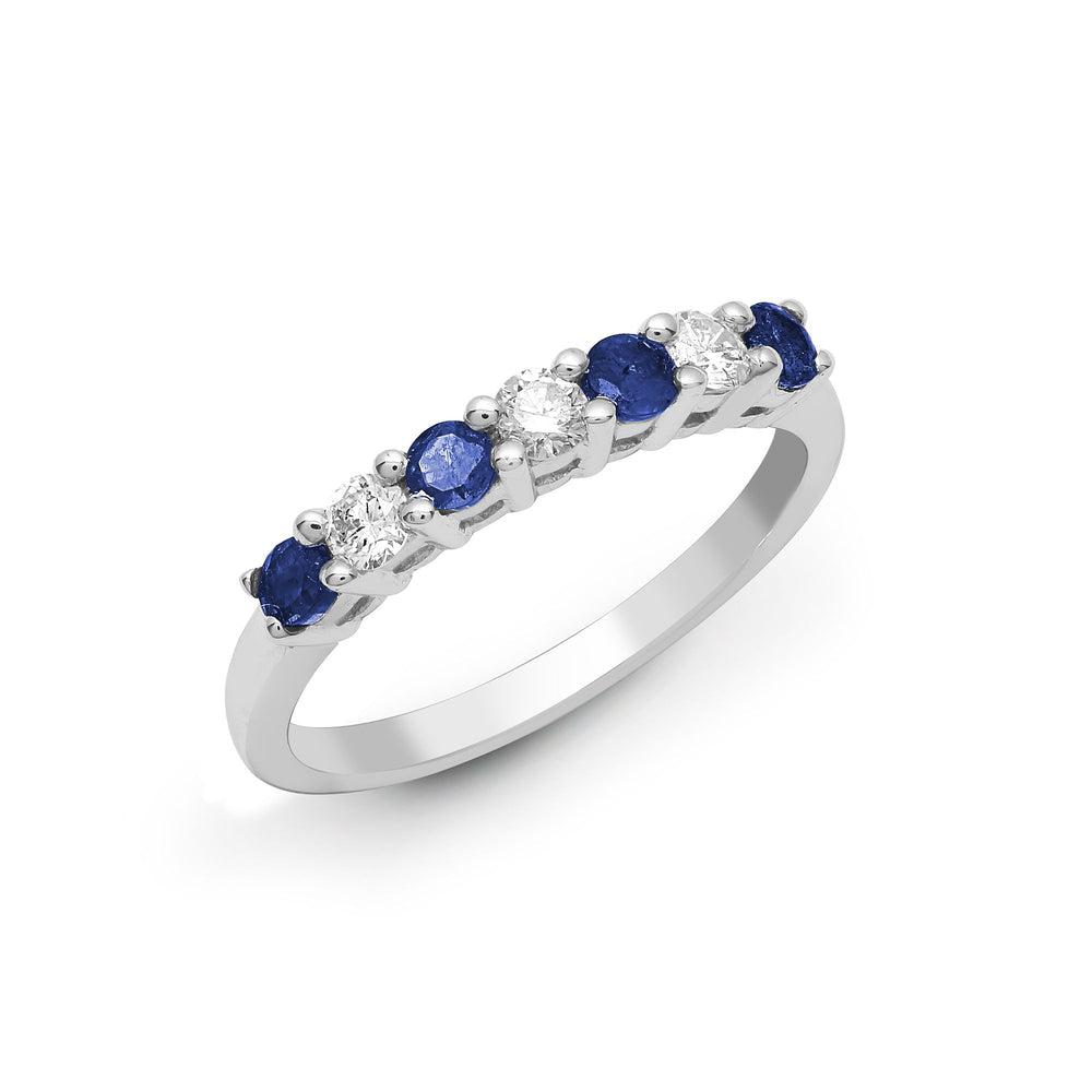 18ct White Gold Natural Diamond And Sapphire Claw Set Half Eternity Ring (18R572) – product view