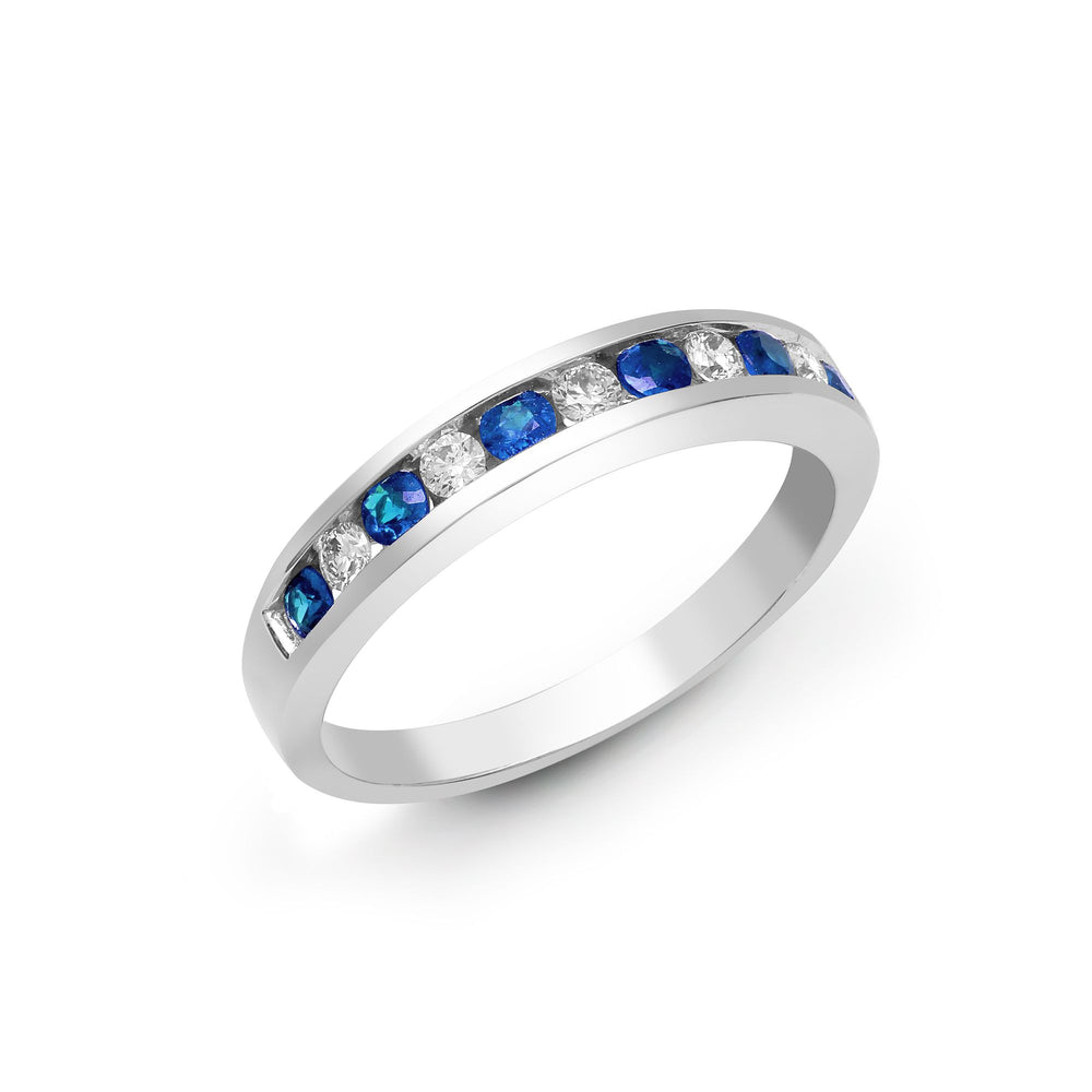 18ct White Gold Natural Diamond And Sapphire Channel Set Half Eternity (18R588) – product view