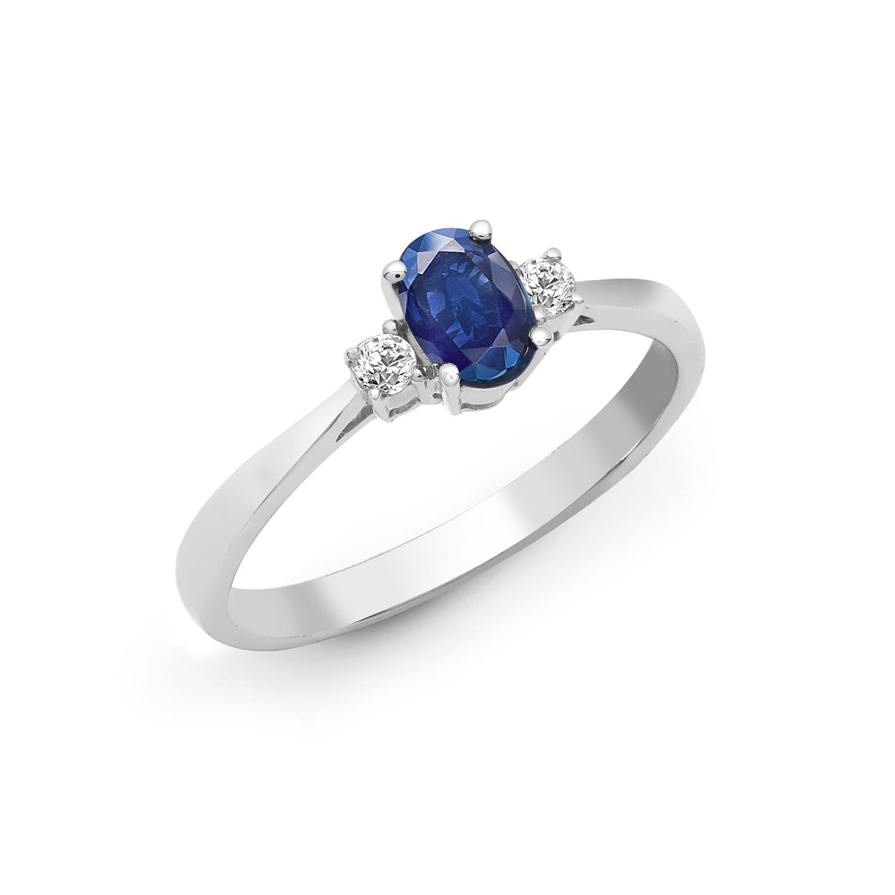 18ct White Gold Natural Diamond And Sapphire 3 Stone Ring (18R629) – product view
