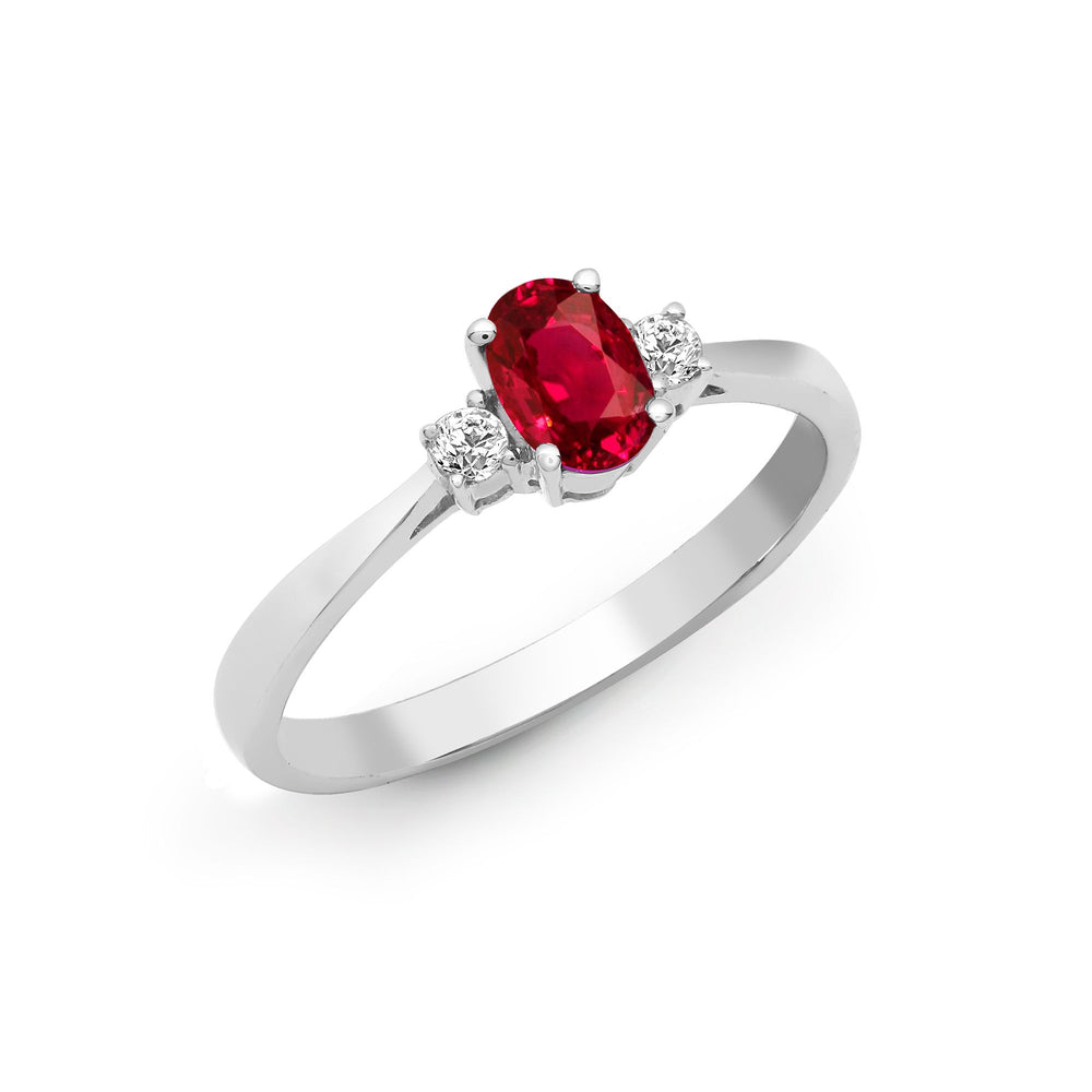 18ct White Gold Natural Diamond And Ruby And 3 Stone Ring (18R630) – product view