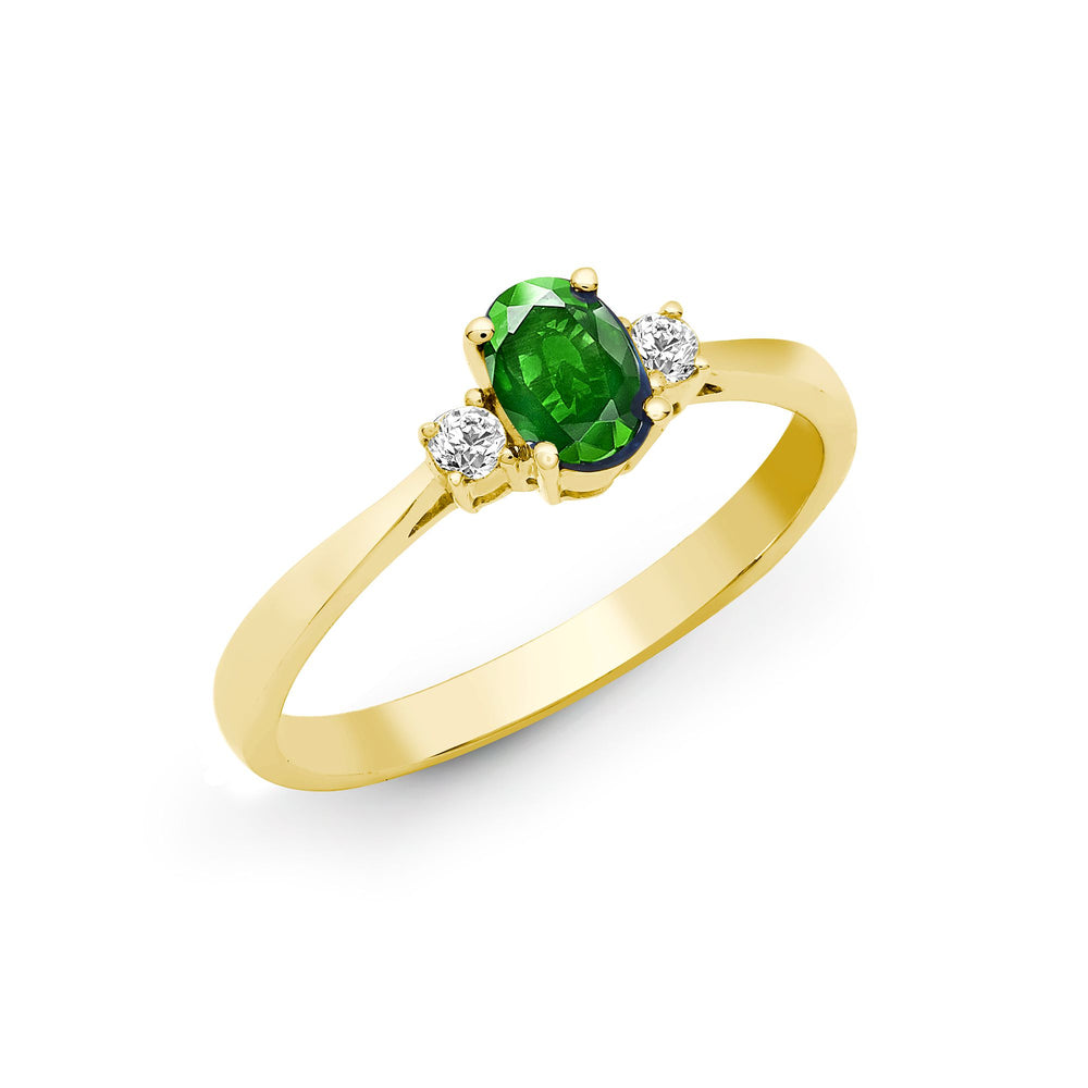 18ct Yellow Gold Natural Diamond And Emerald And 3 Stone Ring (18R632) – product view