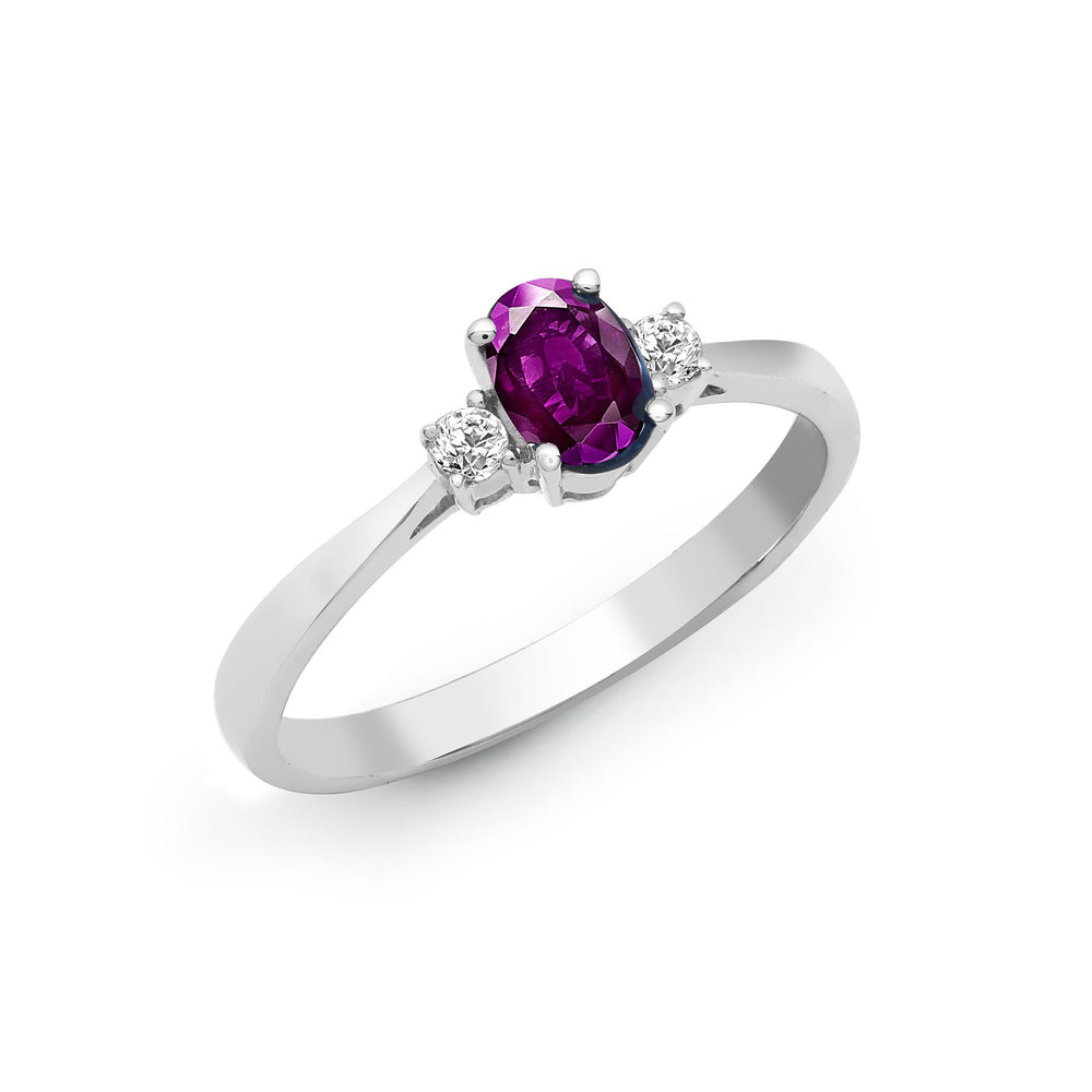 18ct White Gold Natural Diamond And Amethyst And 3 Stone Ring (18R633) – product view