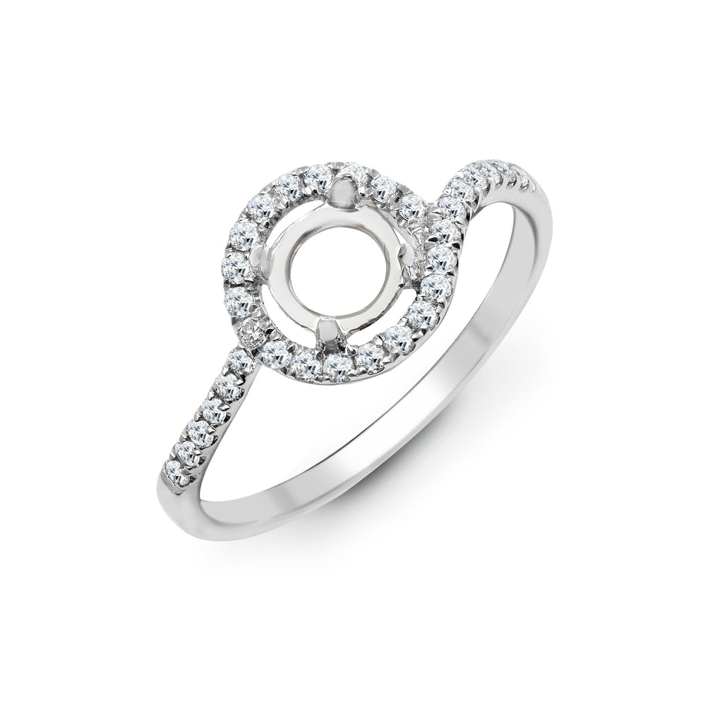 Anello semimontato in oro bianco 18kt con diamante naturale da 0,28ct - Contiene 0,50ct