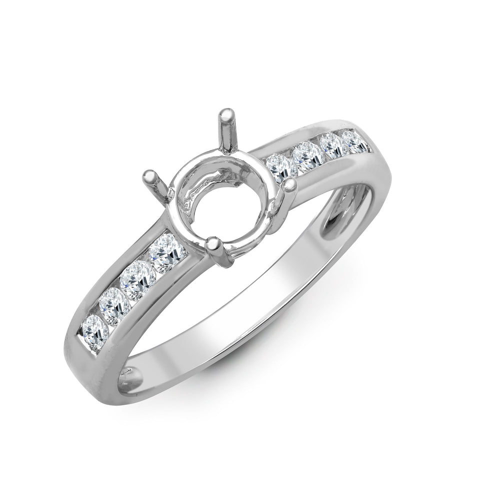 Anello Semi-Incastonato in Oro Bianco 18kt con Diamante Naturale da 0,35ct - Contiene 0,75ct