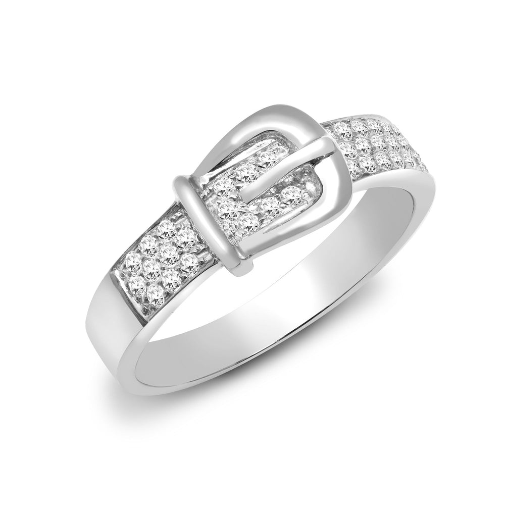Anello a fibbia in oro bianco 18kt con diamanti naturali da 0,34ct