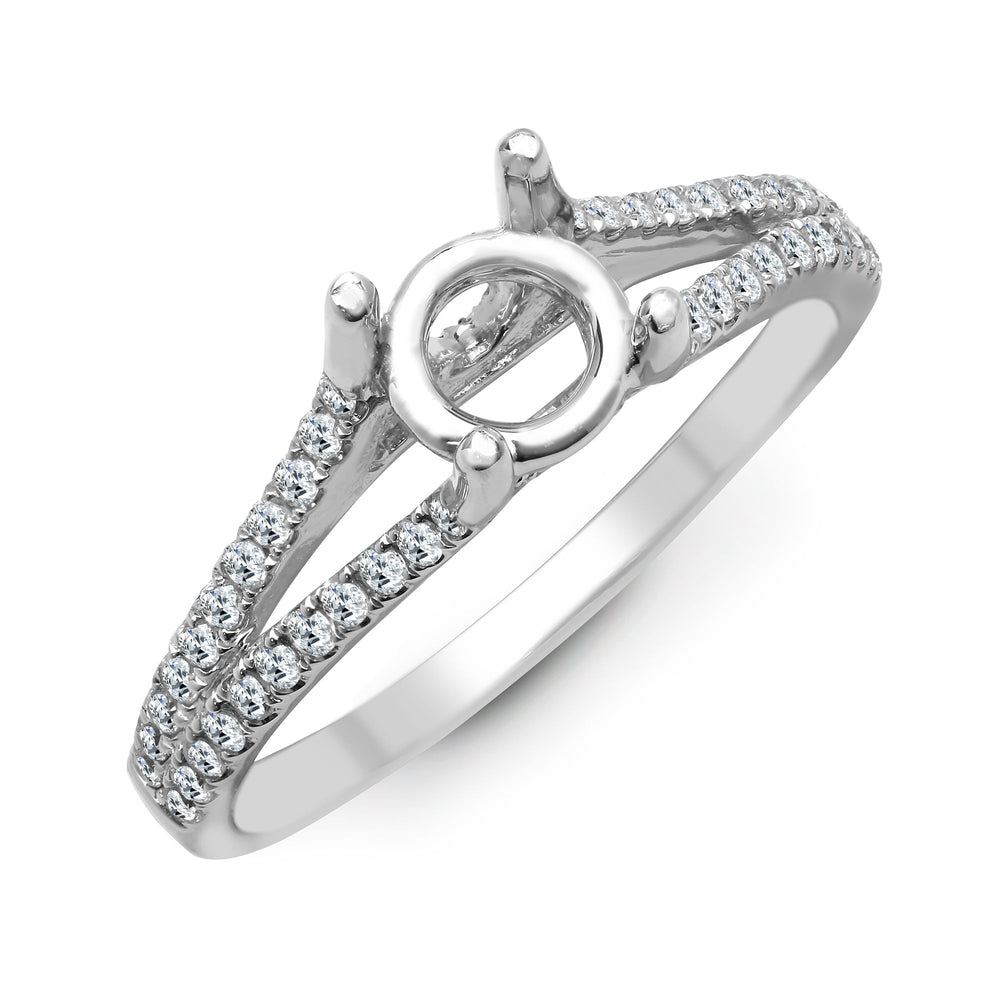 Anello semi-incassato in oro bianco 18kt con diamanti naturali da 0,37ct - Contiene 0,50ct