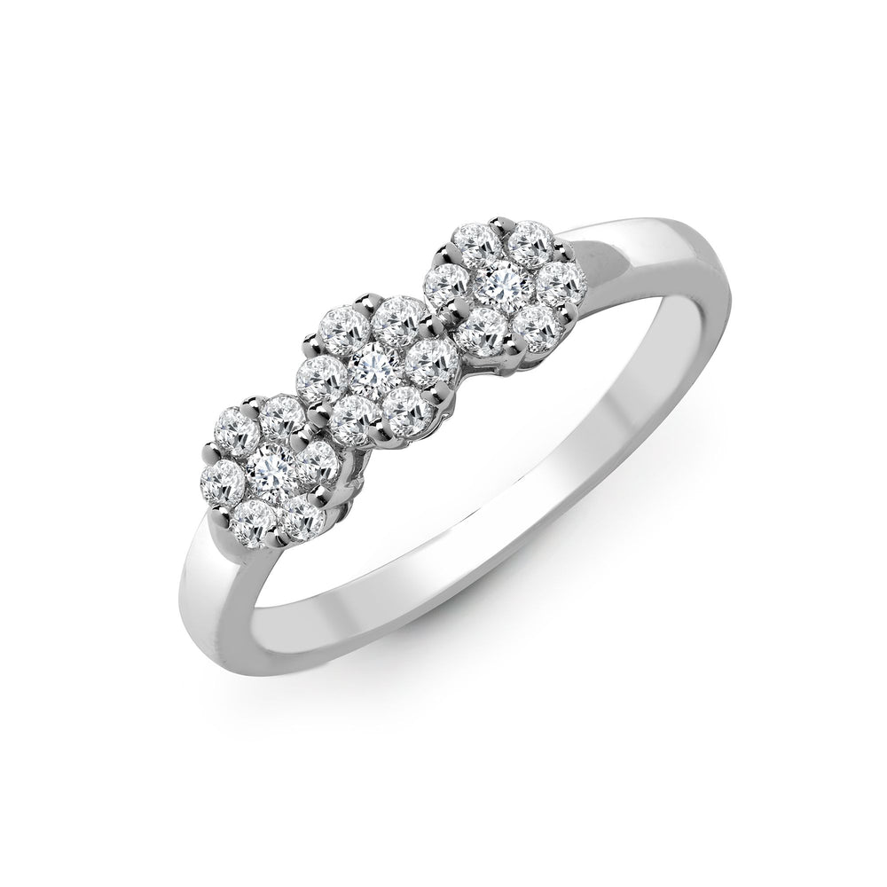 Anello a Grappolo in Oro Bianco 18 carati con 3 x 7 Diamanti Naturali da 0,45 carati