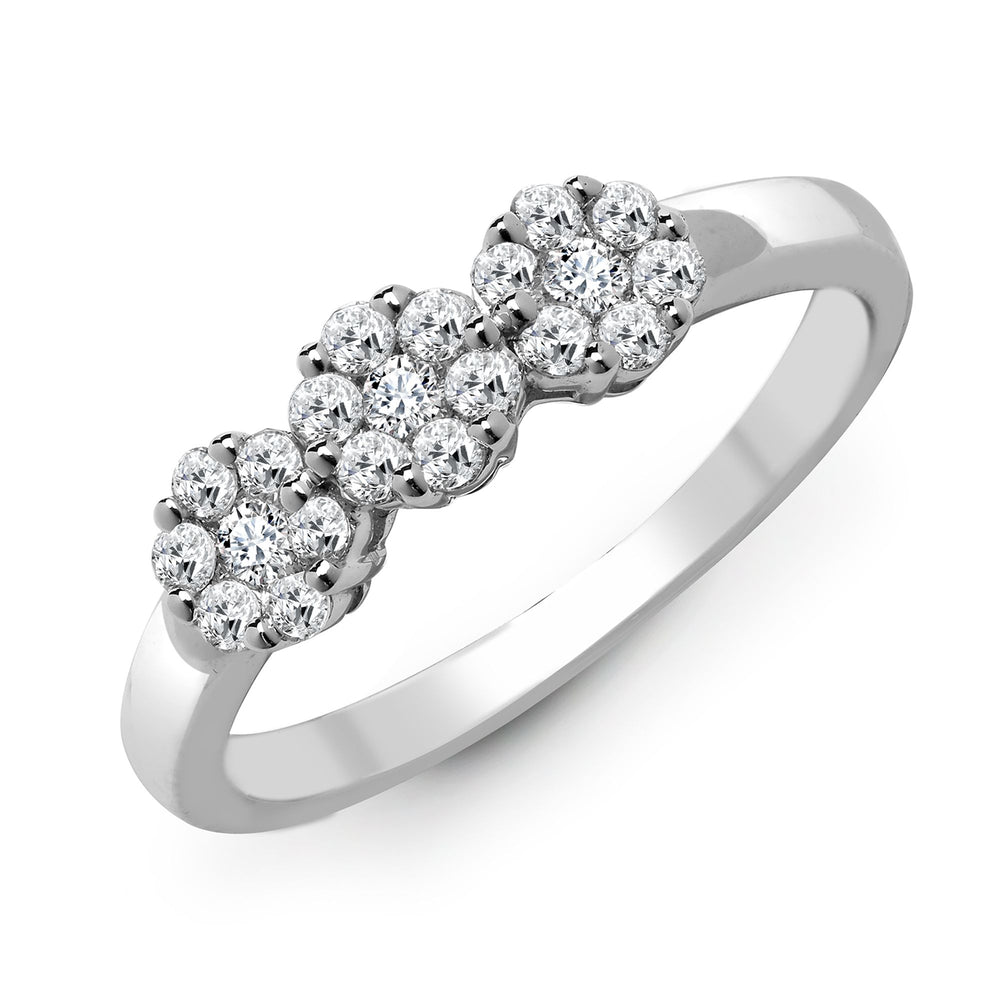 Anello a grappolo 3 x 7 in oro bianco 18kt con diamanti naturali da 1,50 carati