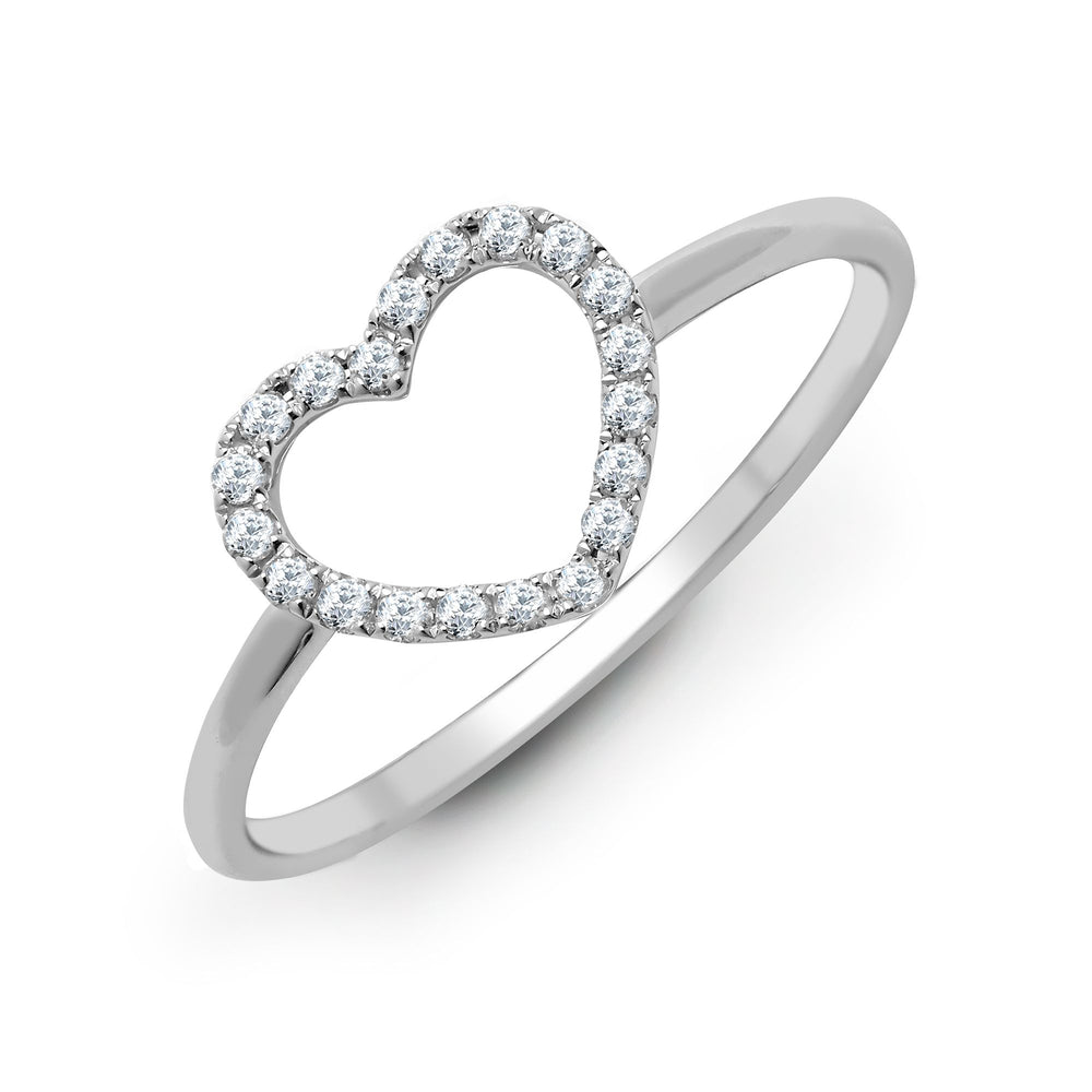 Anello a cuore in oro bianco 18 carati con diamante naturale da 0,14 carati