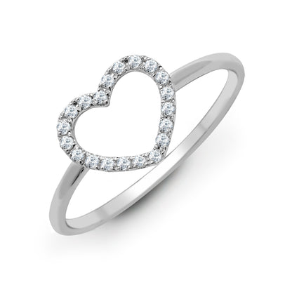 18 Karat Weißgold 0,14 Karat Diamant-Herzring