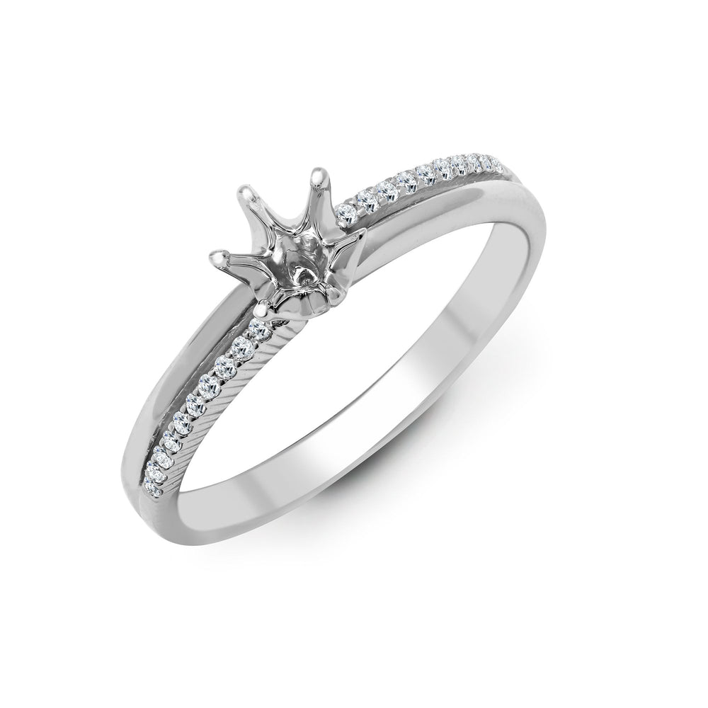 18ct White 0.09ct Natural Diamond Semi Set Ring - Holds 0.25ct – product view