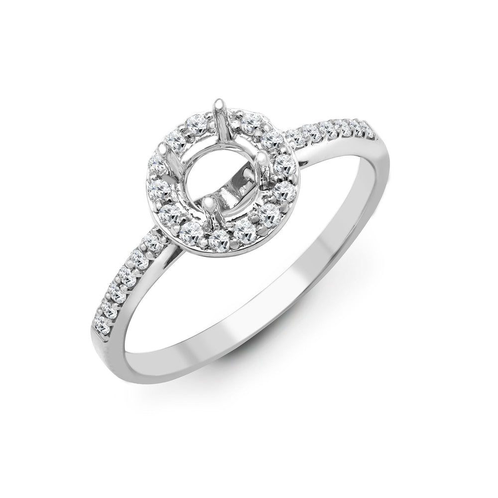 18ct White 0.26ct Natural Diamond Semi Set Halo Ring - Holds 0.75ct – product view