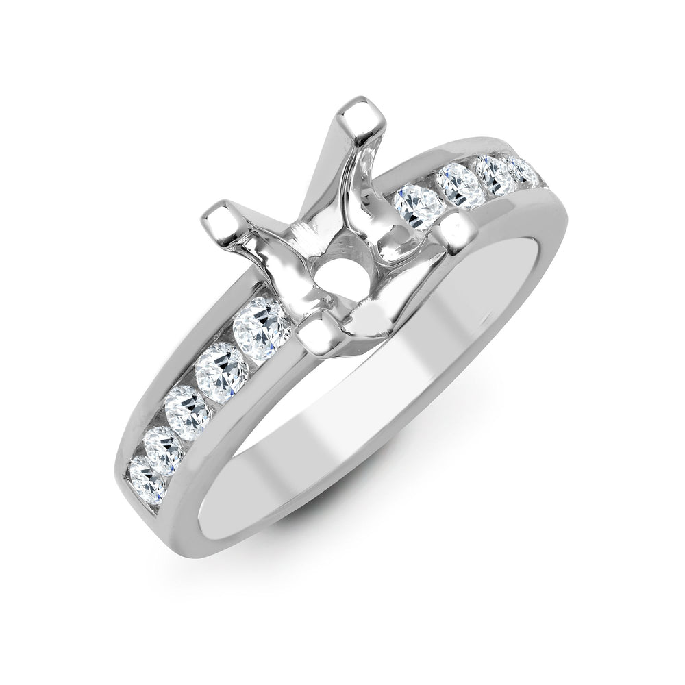 Anello Semi-Incastonato in Oro Bianco 18kt con Diamante Naturale da 0,35ct - Contiene 0,75ct
