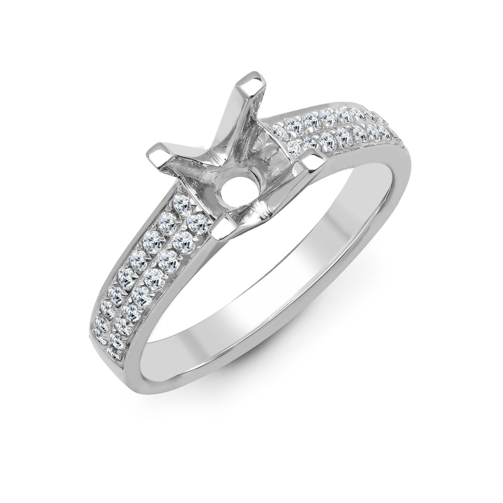 Anello semimontato in oro bianco 18kt con diamante naturale da 0,43ct - Per diamante da 0,50ct
