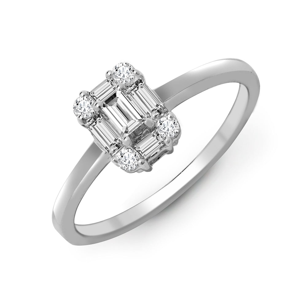 18ct White Gold 0.57ct Natural Diamond RBC & Baguette Ring (18R845) – product view
