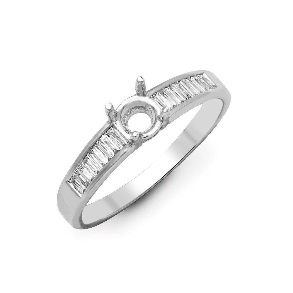 Anello semimontato in oro bianco 18kt con diamante naturale 0,26ct - Adatto per 0,25ct