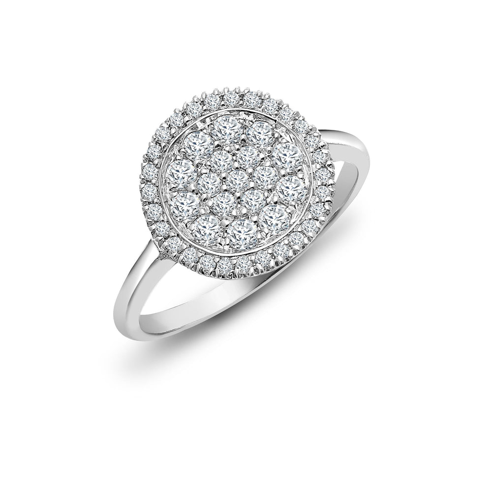 Anello a cerchio con pavé di diamanti naturali da 0,55ct in oro bianco 18kt