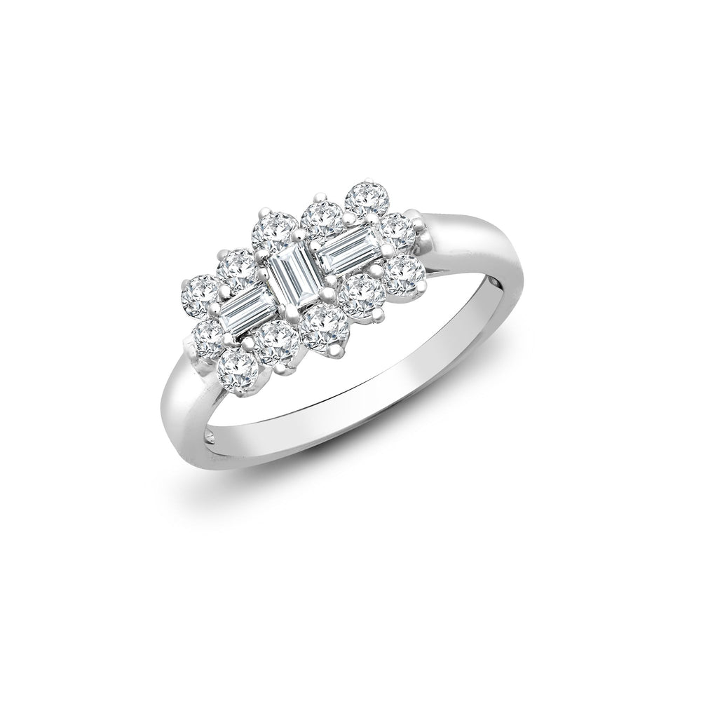Anello da barca in oro bianco 18 carati con diamante naturale da 0,50 carati
