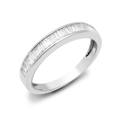 18 Karat Weißgold 0.25 Karat Naturdiamant Baguette 1/2 Eternity Ring