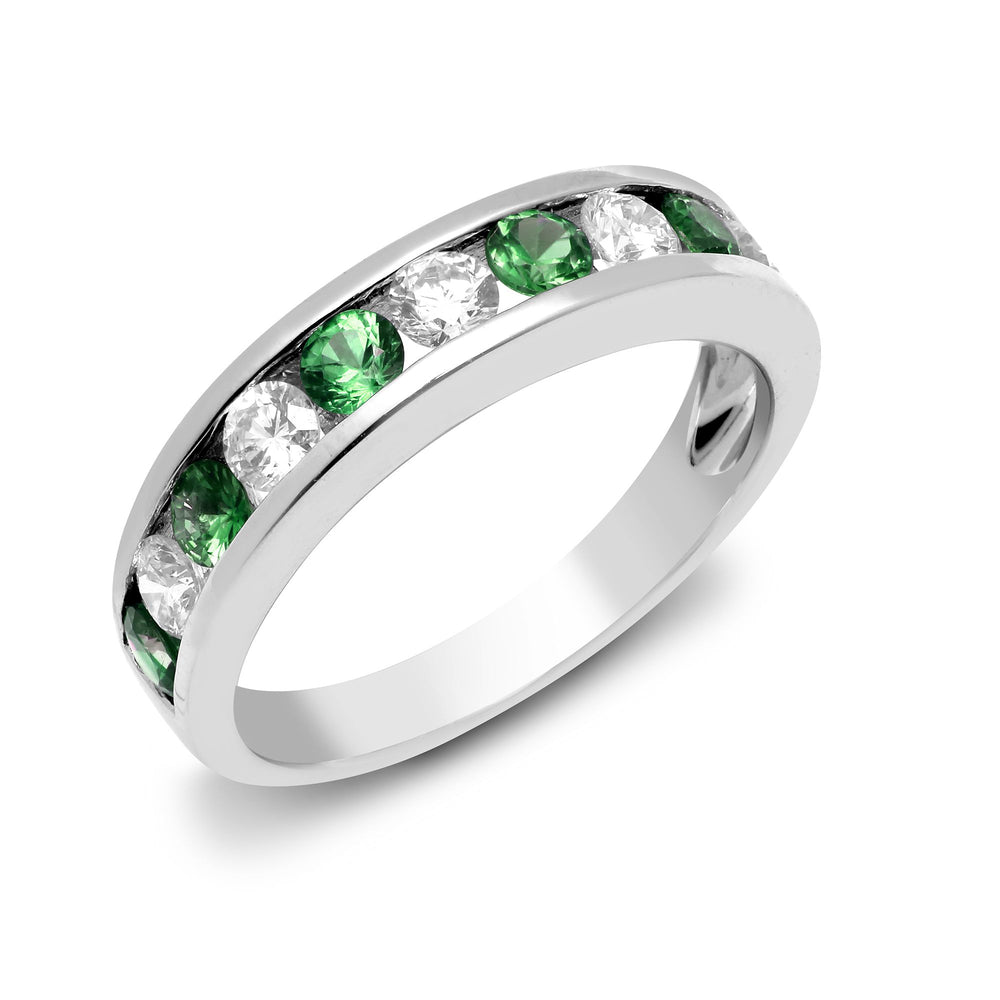 18ct White Diamond-0.55ct Em-0.65ct 1\2 Eternity Ring (18R908) – product view
