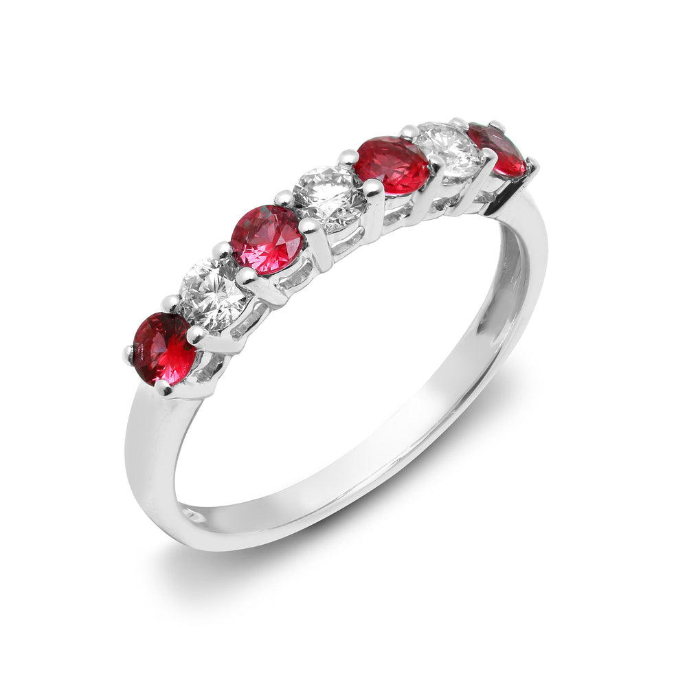 18ct White Diamond-0.33ct Ruby-0.45ct 1\2 Eternity Ring (18R910) – product view