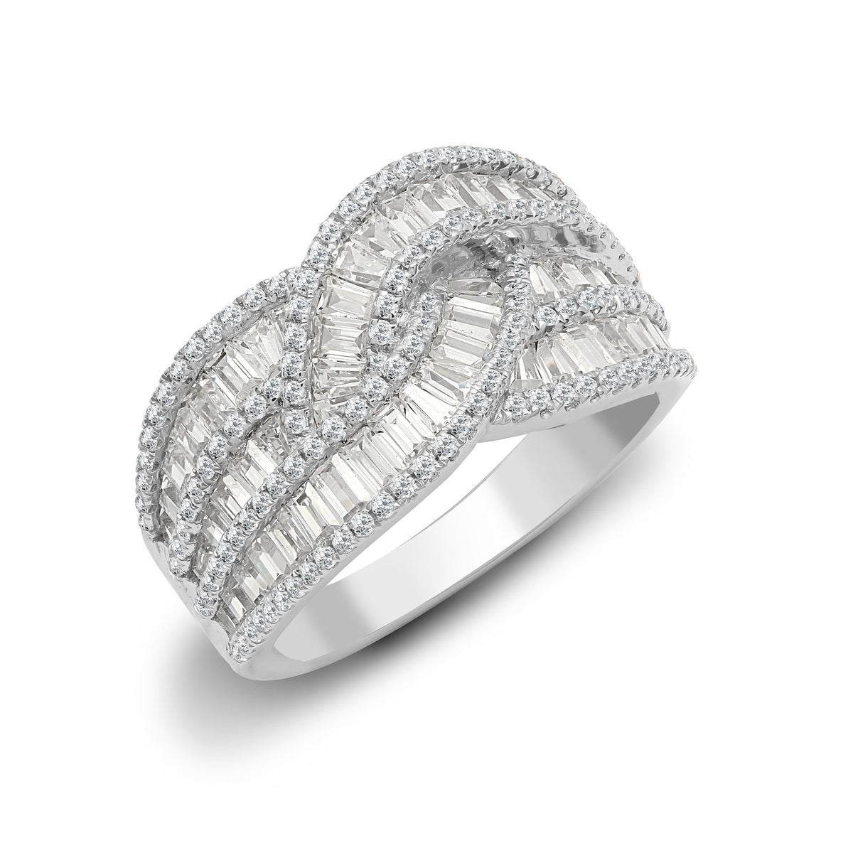 18ct White 1.83ct Round & Baguette Natural Diamond Ring