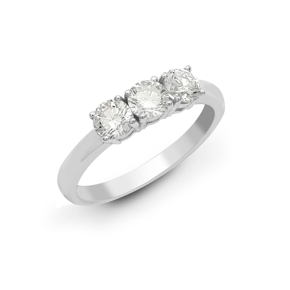 Anello Trilogy in Oro Bianco 18ct con Diamanti Naturali 0.25ct Incastonati a Griffe