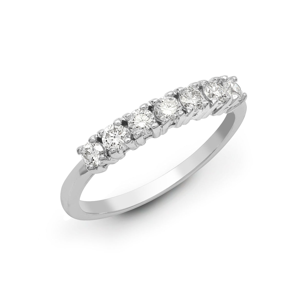 18 Karat Weißgold 0,50 Karat Naturdiamant 7 Stein 1/2 Ewigkeitsring