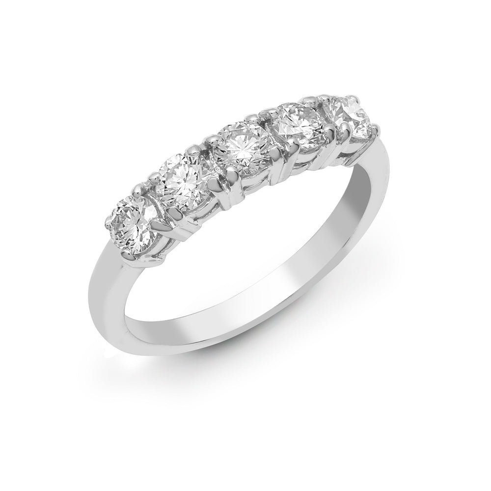 Anello a 5 pietre in oro bianco 18 carati con diamanti naturali da 0,25 carati