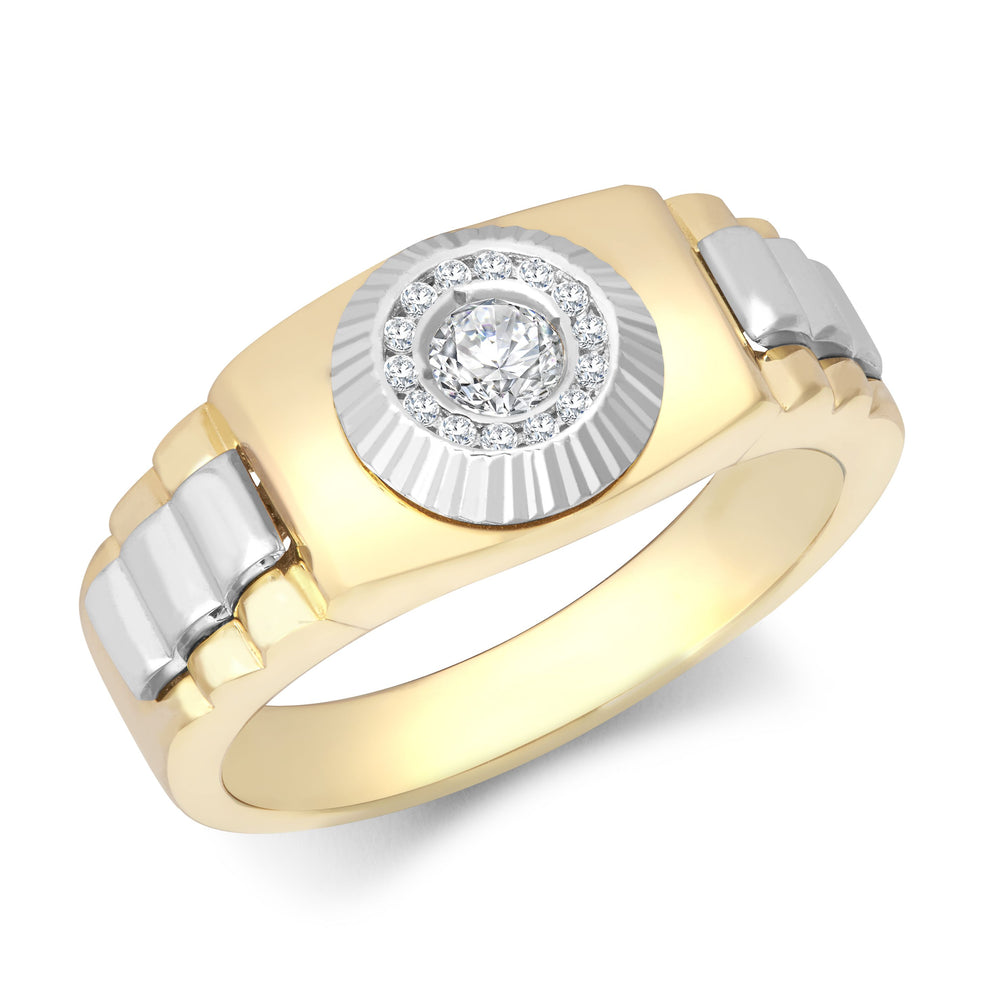 9ct Yellow & White Gold Cubic Zirconia Set Watch Strap & Bezel Ring (JRN573) – product view