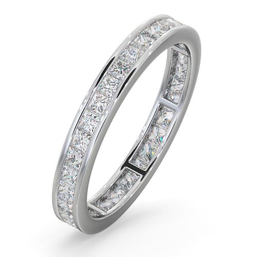 Platinum Channel Set Princess Cut Full Eternity Ring Natural Diamond 1.00ct G VS