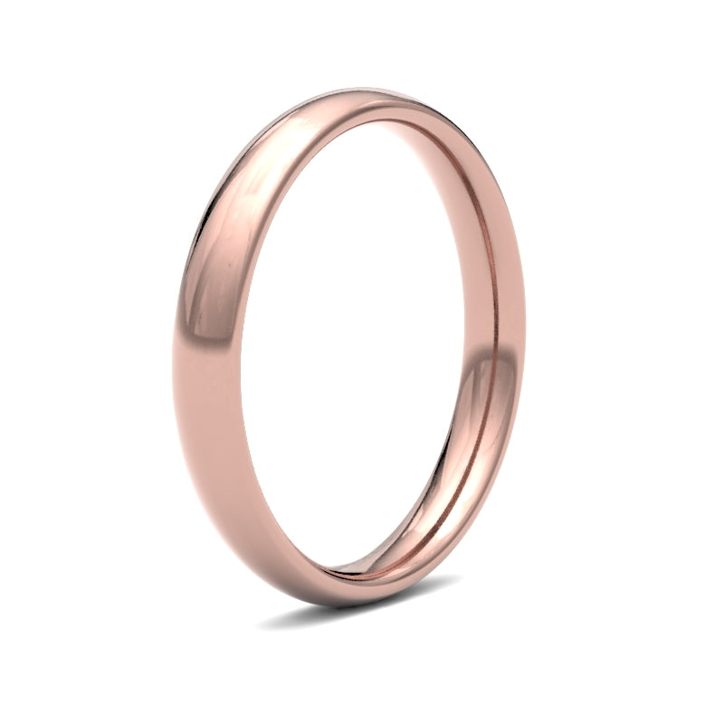 18ct Rose Gold Standard Weight Court Profile Mirror Finish Wedding Ring – product view