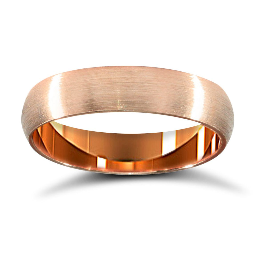 18ct Rose Gold Standard Weight Court Profile Mirror Finish Wedding Ring – product view