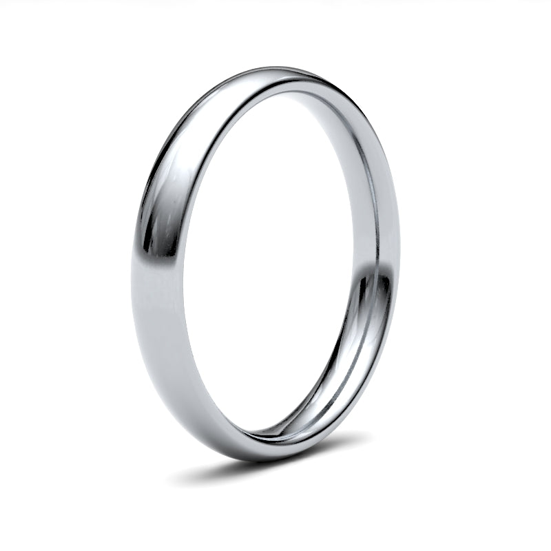 18ct White Gold Standard Weight Court Profile Mirror Finish Wedding Ring – product view