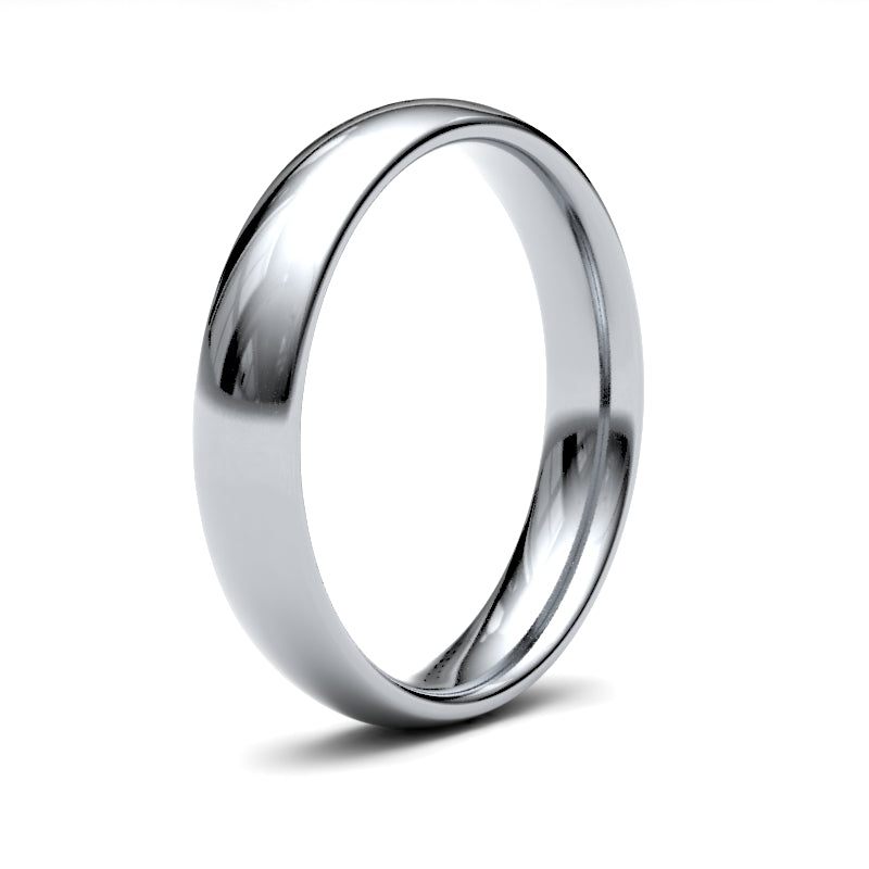 18ct White Gold Standard Weight Court Profile Mirror Finish Wedding Ring – product view