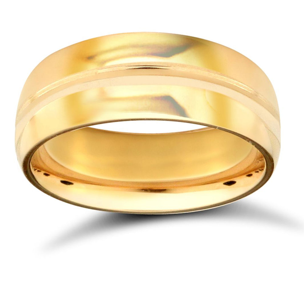 18ct Yellow Gold Standard Weight Court Profile Centre Groove Wedding Ring (WCT18Y7-05) – product view