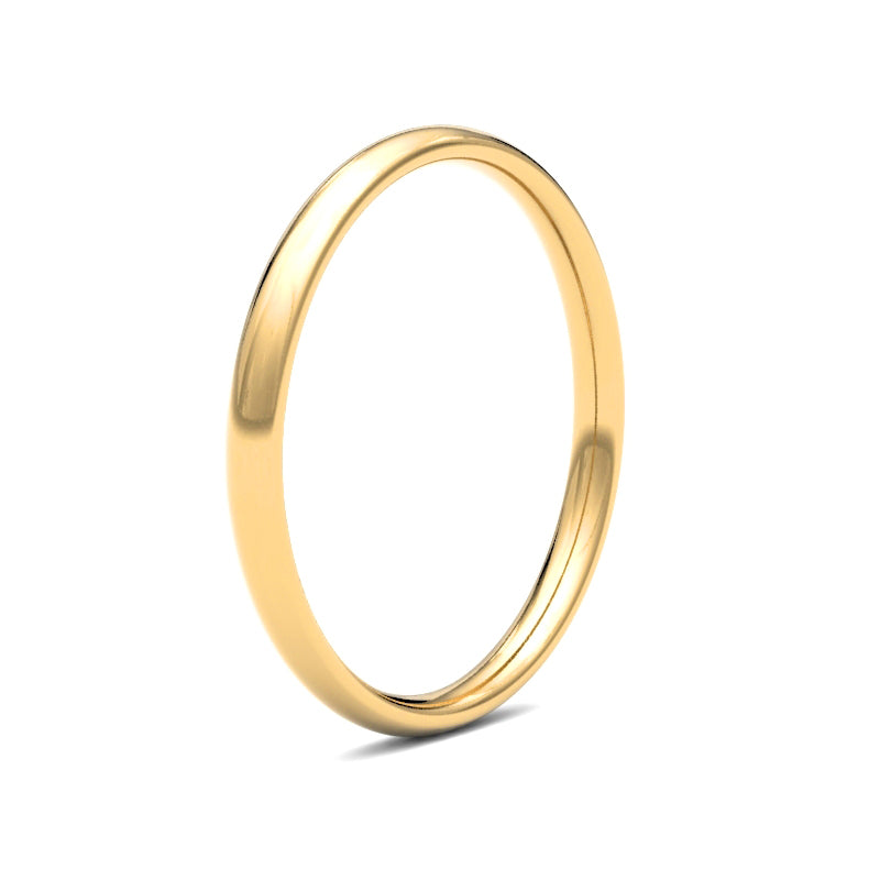 22ct Yellow Gold Standard Weight 2mm Court Profile Mirror Finish Wedding Ring (WCT22Y2) – product view